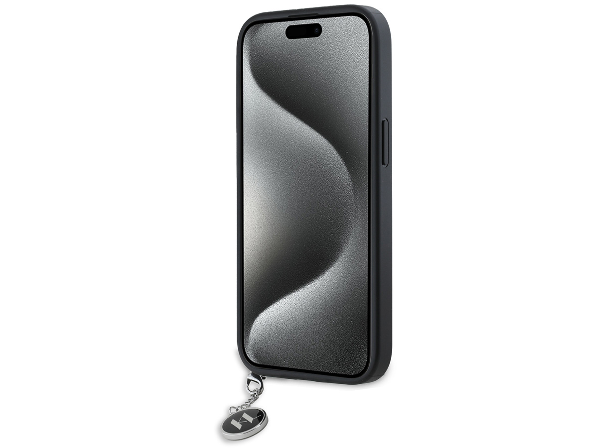 Karl Lagerfeld Saffiano Charm Case Zwart - iPhone 14/13 hoesje