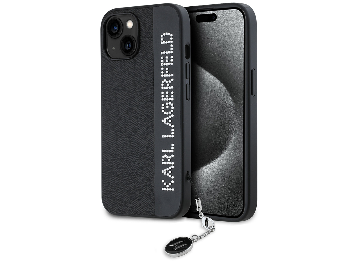 Karl Lagerfeld Saffiano Charm Case Zwart - iPhone 14/13 hoesje