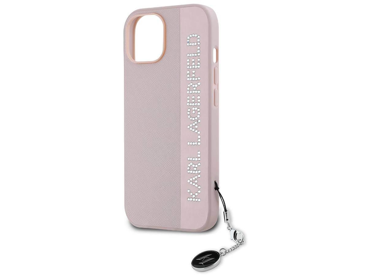 Karl Lagerfeld Saffiano Charm Case Roze - iPhone 14/13 hoesje