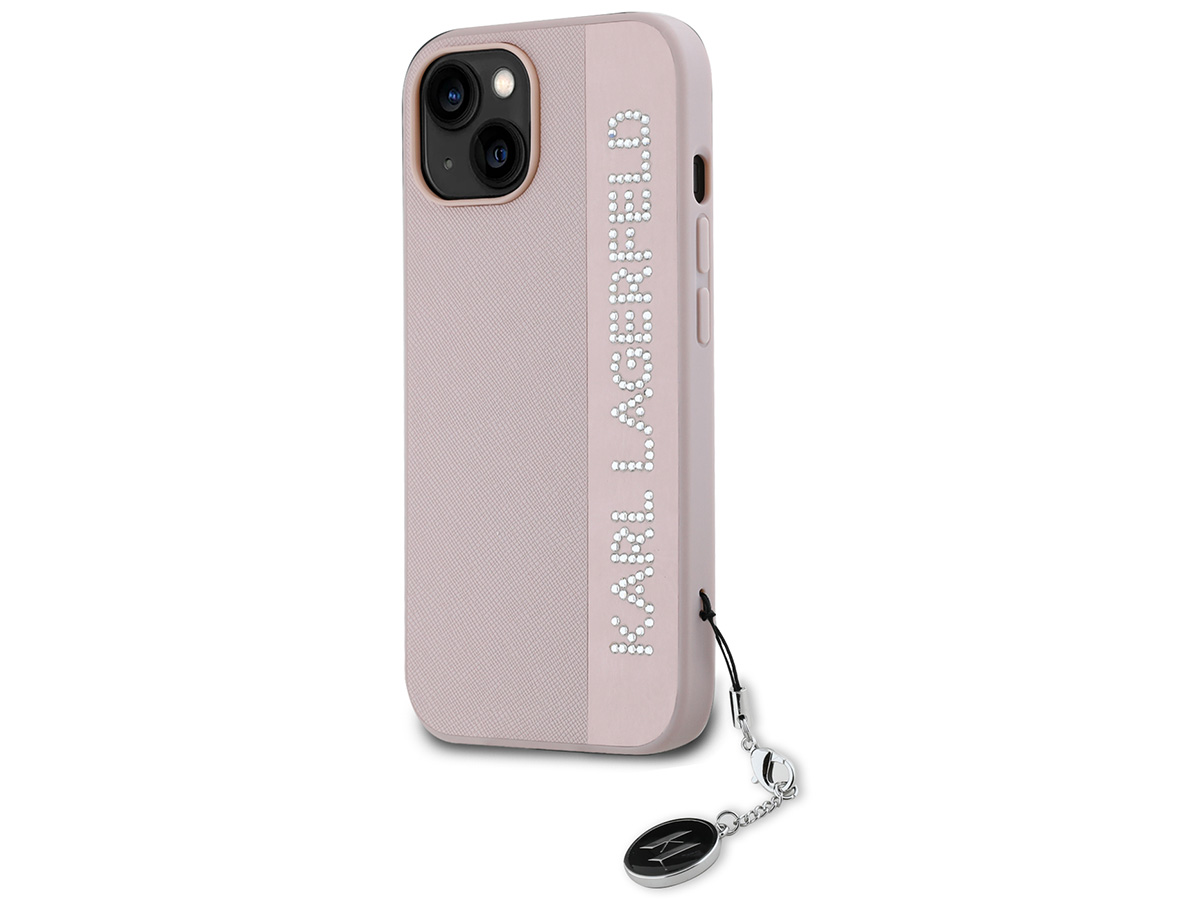 Karl Lagerfeld Saffiano Charm Case Roze - iPhone 14/13 hoesje