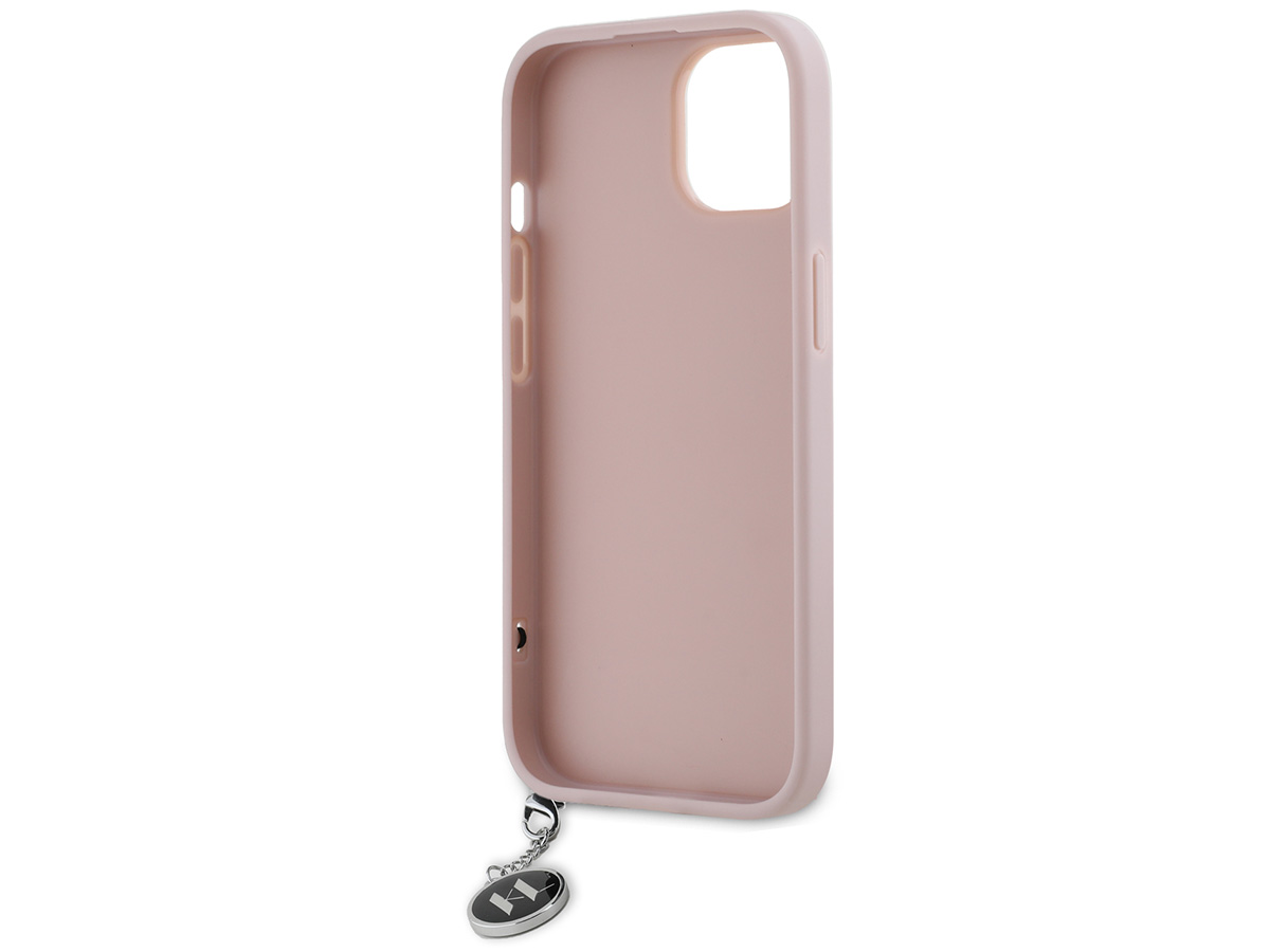 Karl Lagerfeld Saffiano Charm Case Roze - iPhone 14/13 hoesje