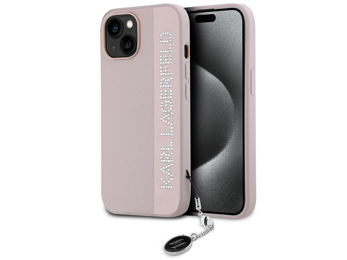 Karl Lagerfeld Saffiano Charm Case Roze - iPhone 14/13 hoesje