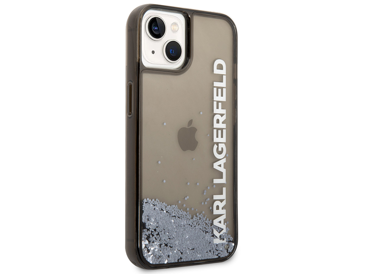 Karl Lagerfeld Liquid Glitter Case Zwart - iPhone 14 Plus/15 Plus hoesje
