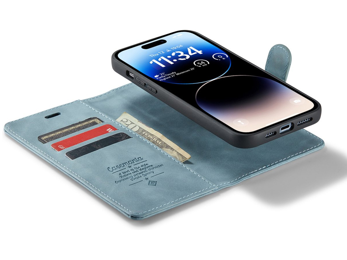 Voorzieningen duizend uitglijden CaseMe 2in1 Magnet Wallet Case iPhone 14 Pro Hoes Aqua