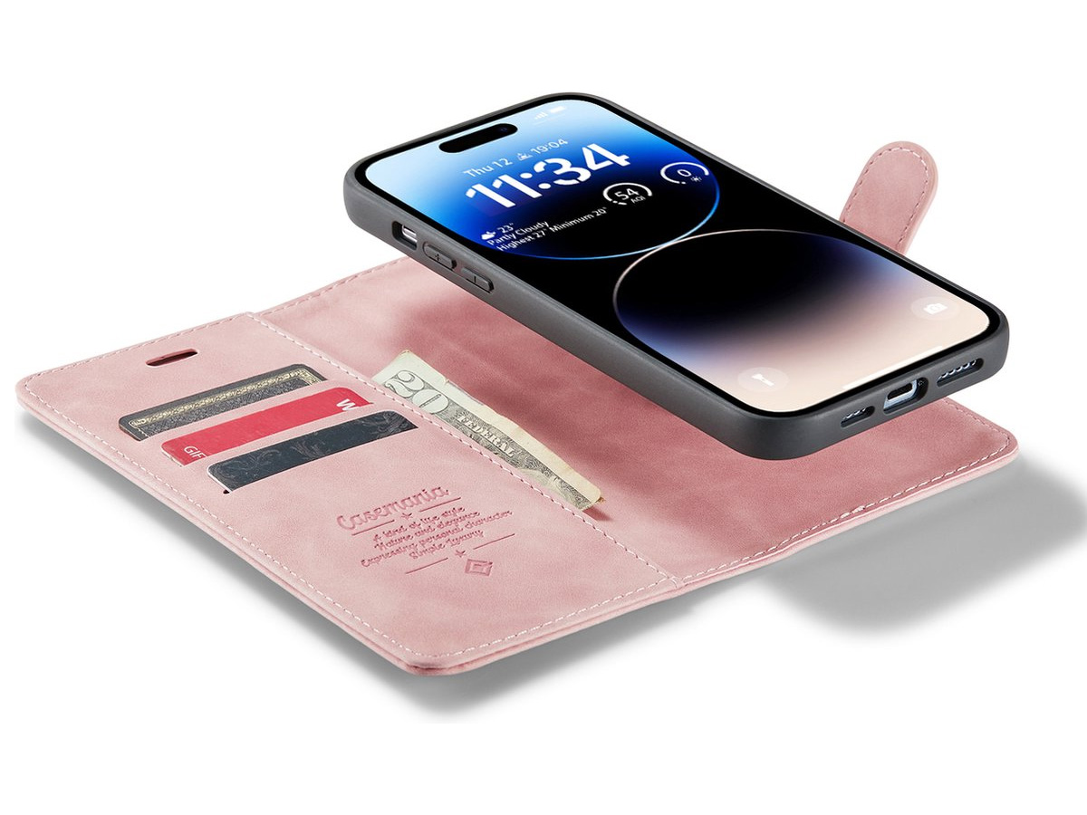Betekenisvol Geurloos dier CaseMe 2in1 Magnet Wallet Case iPhone 14 Pro Hoes Roze