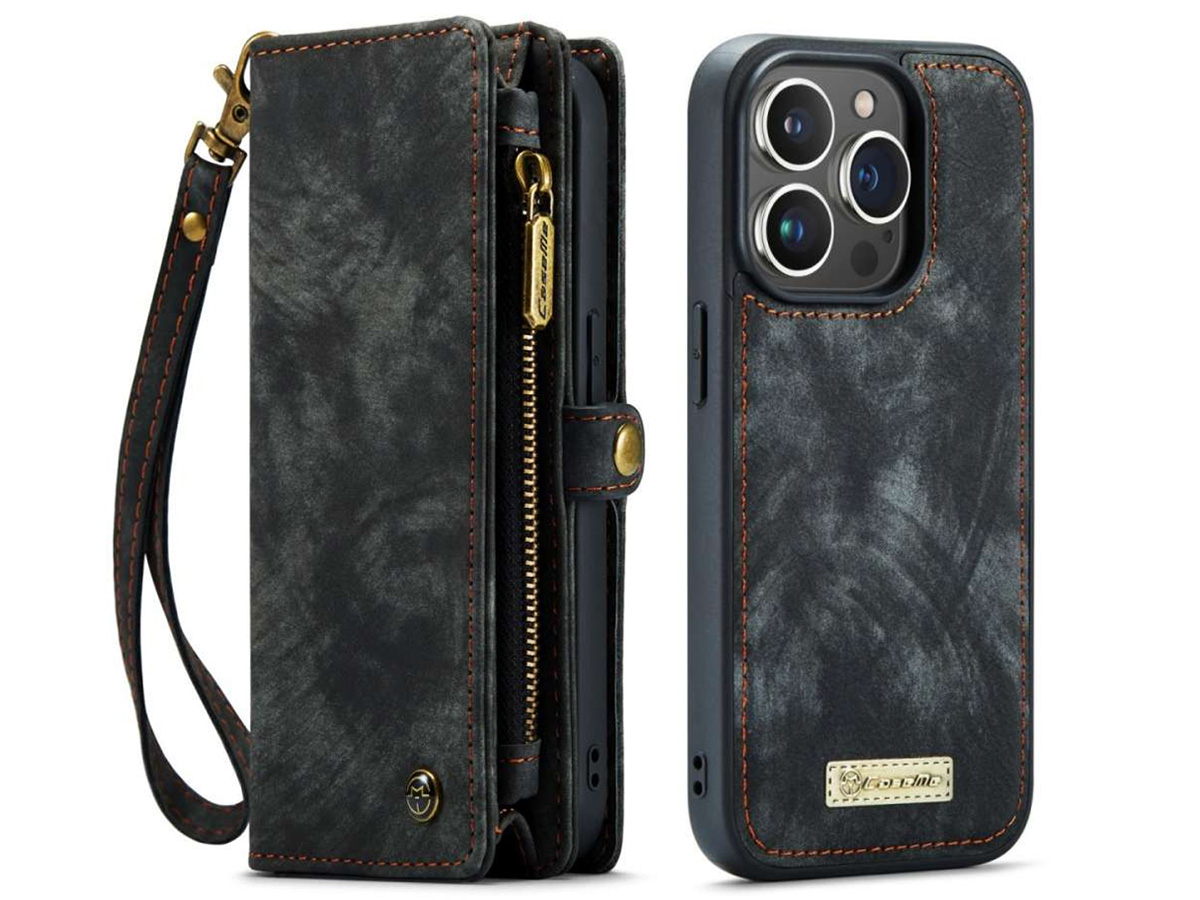 Koppeling Aarzelen langs CaseMe 2in1 Wallet Case iPhone 14 Pro Hoesje | Zwart