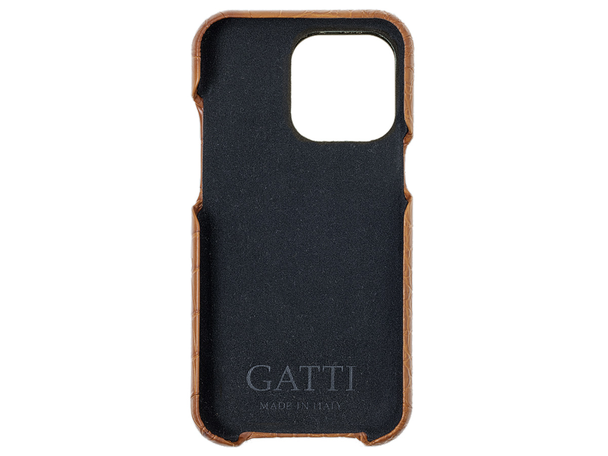 Gatti Classica Alligator Case Honey Matt/Steel - iPhone 14 Pro Max hoesje