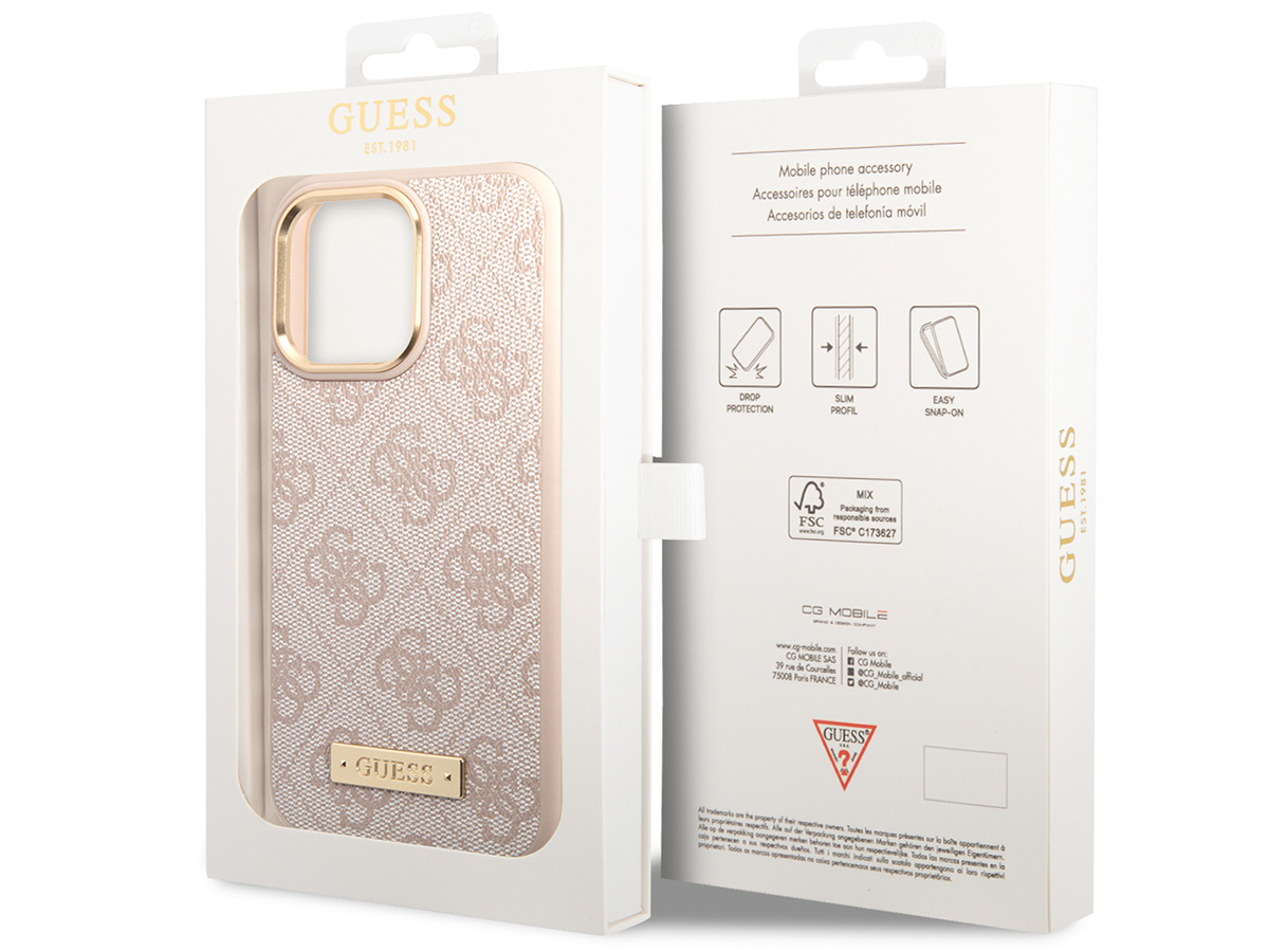 Guess 4G Monogram MagSafe Case Roze - iPhone 14 Pro Max hoesje