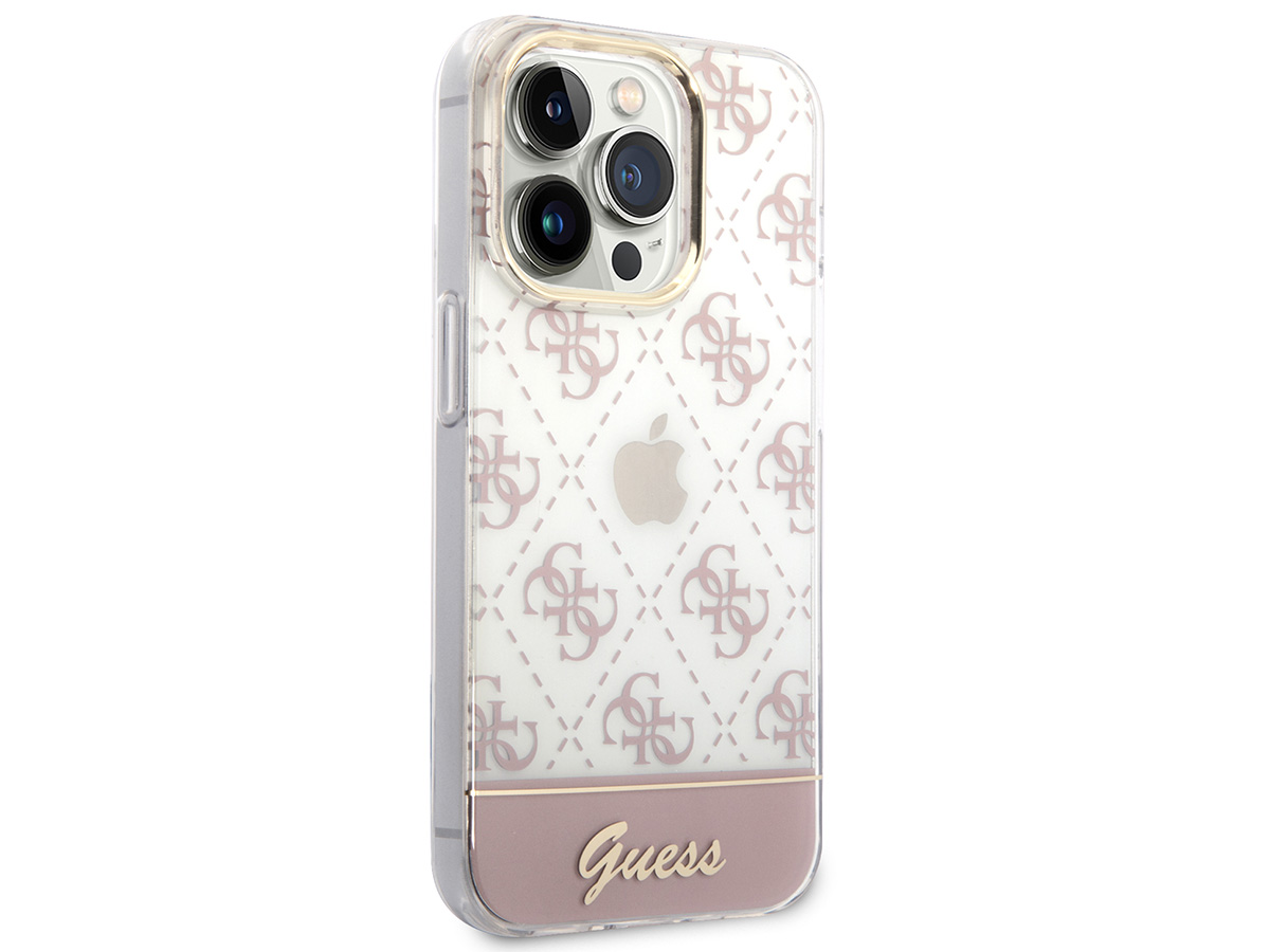 Guess 4G Monogram TPU Case Roze - iPhone 14 Pro Max hoesje