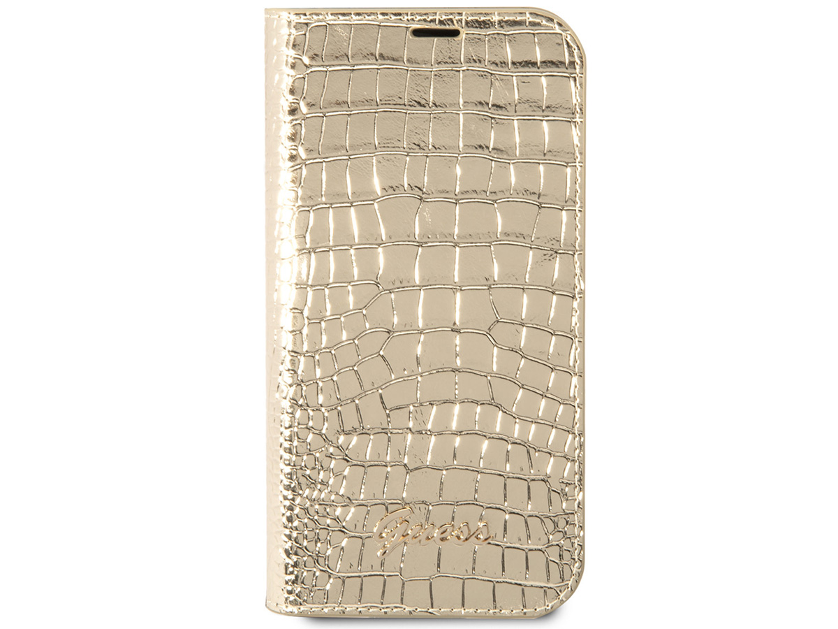 Guess Croco Folio Wallet Case Goud - iPhone 14 Pro Max hoesje