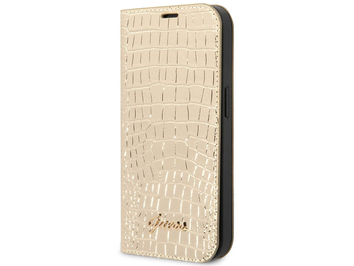 Guess Croco Folio Wallet Case Goud - iPhone 14 Pro Max hoesje