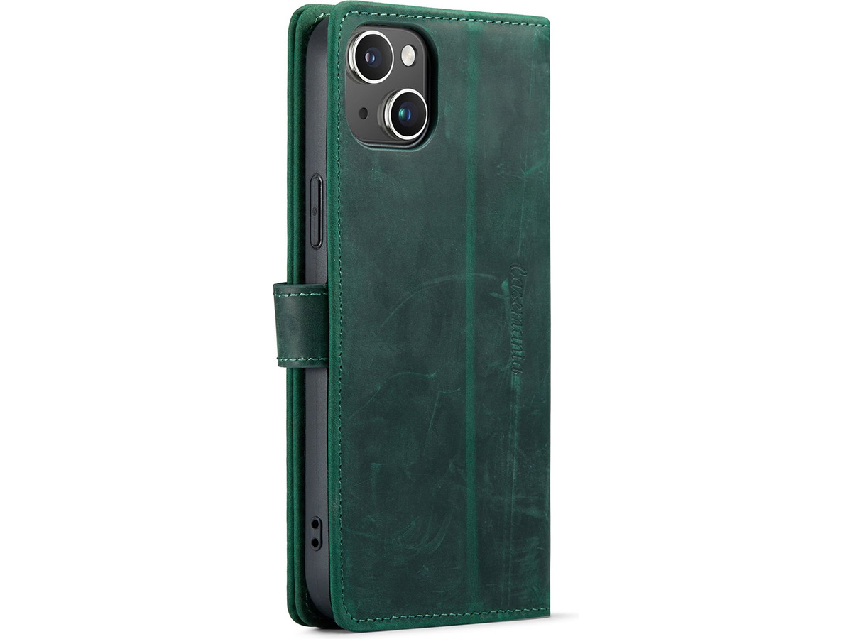 CaseMania Vintage Leather Case Groen - iPhone 15 hoesje