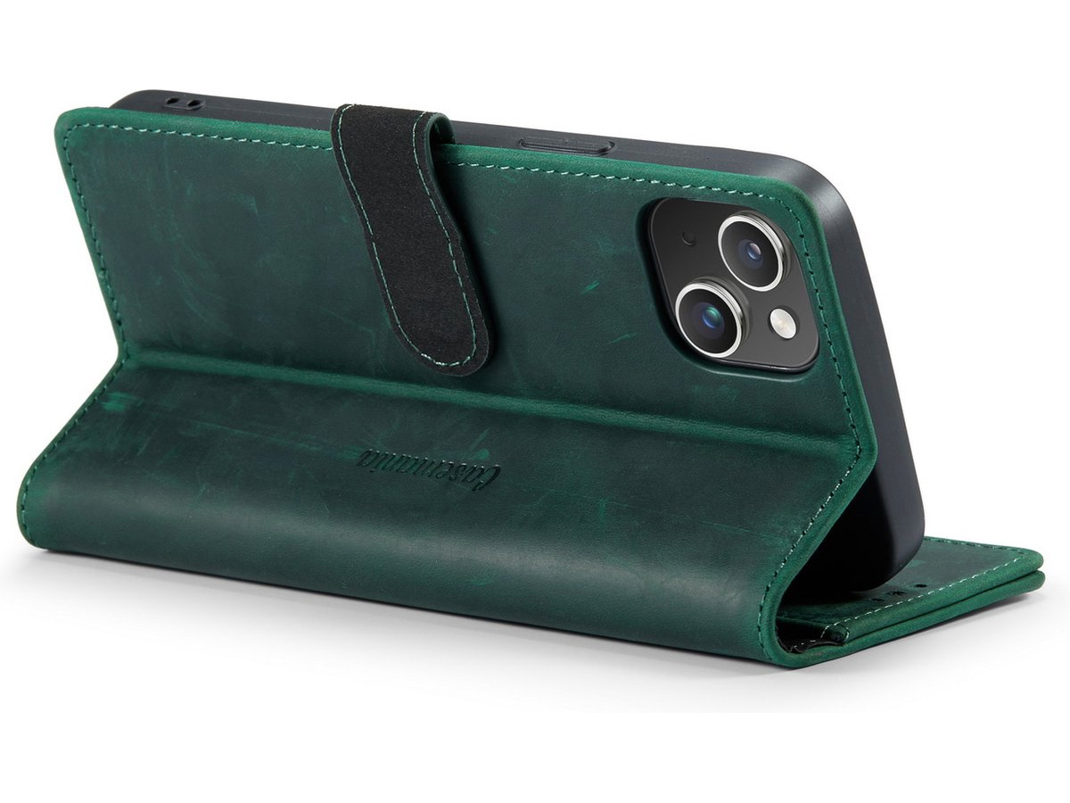 CaseMania Vintage Leather Case Groen - iPhone 15 hoesje