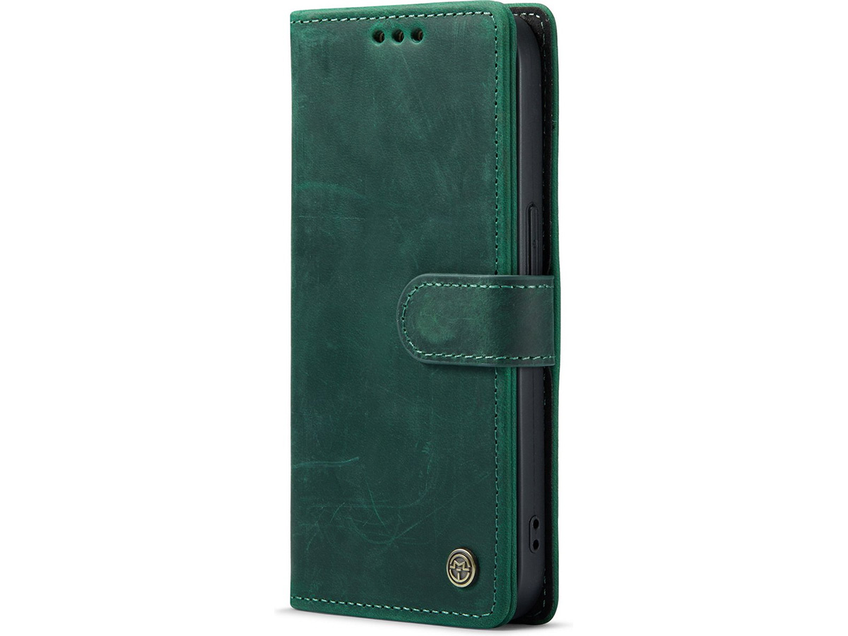 CaseMania Vintage Leather Case Groen - iPhone 15 hoesje