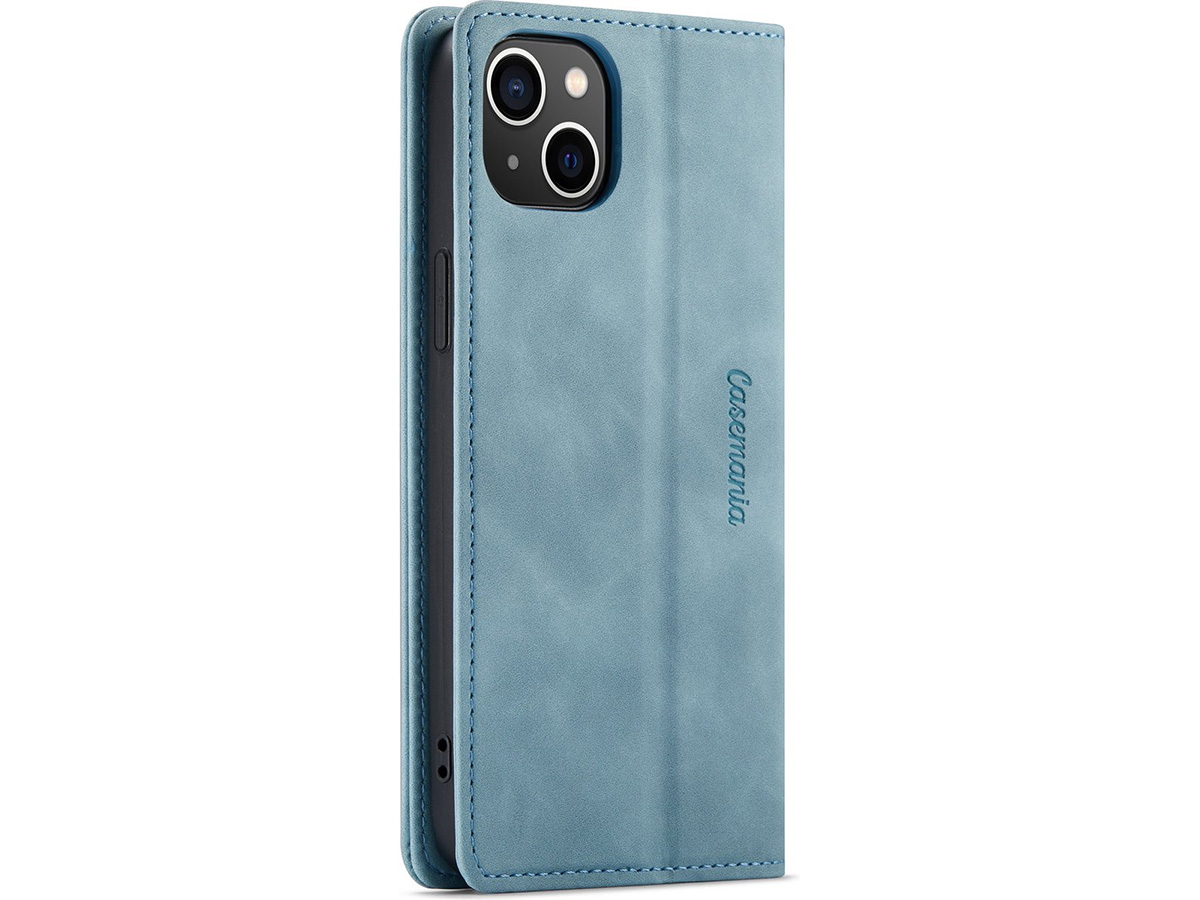 CaseMania Vintage Slim Bookcase Aqua - iPhone 15 hoesje