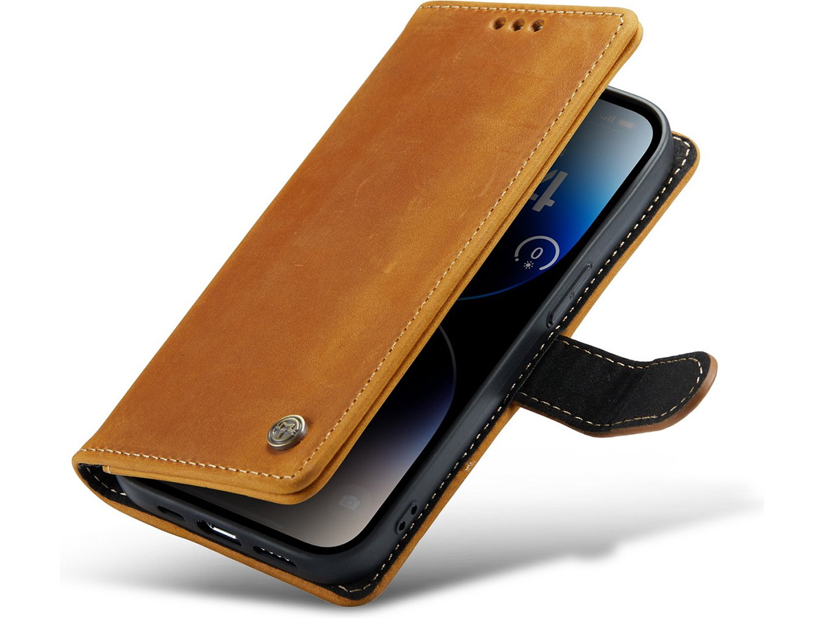 CaseMania Vintage Leather Case Cognac - iPhone 15 hoesje