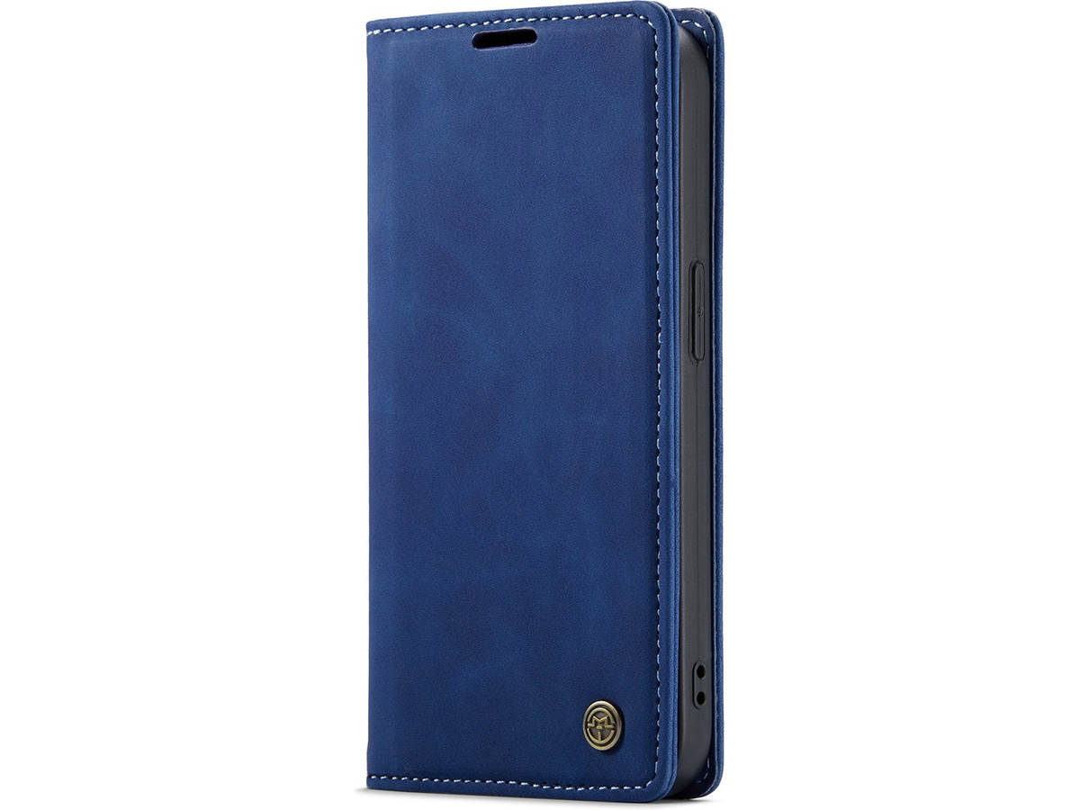 CaseMania Vintage Slim Bookcase Donkerblauw - iPhone 15 hoesje