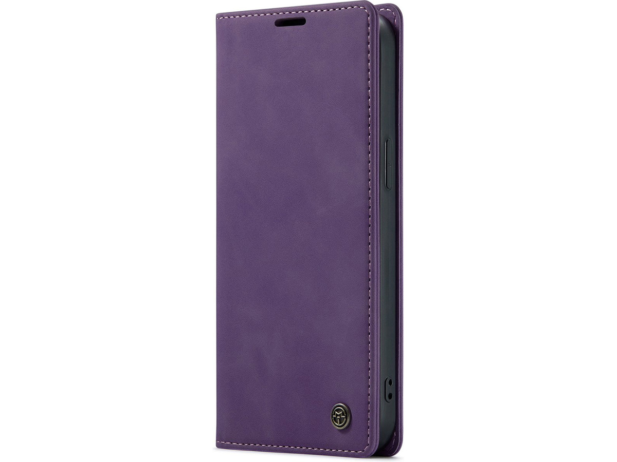 CaseMania Vintage Slim Bookcase Paars - iPhone 15 hoesje