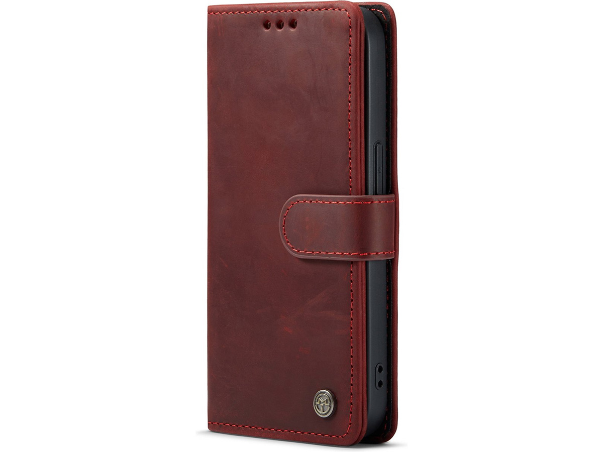 CaseMania Vintage Leather Case Rood - iPhone 15 hoesje