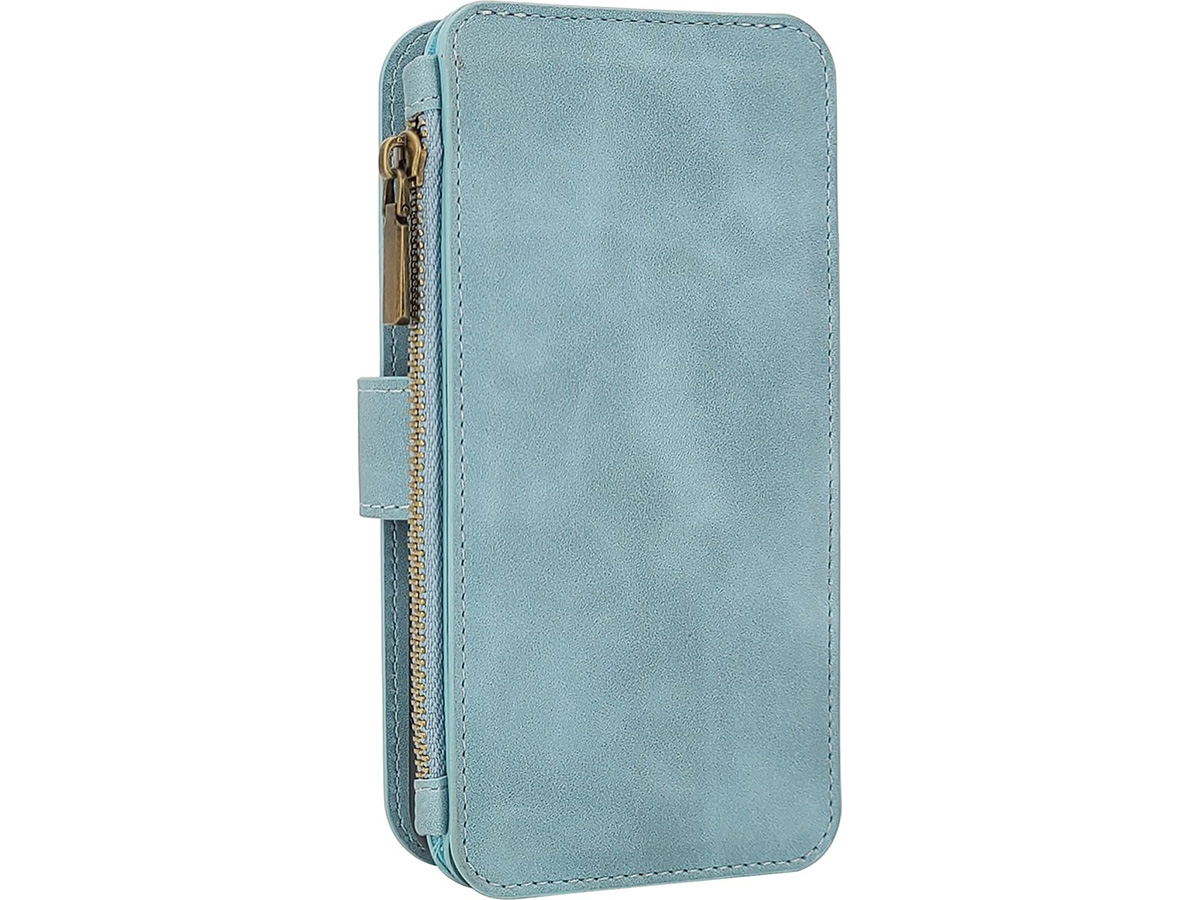 CaseMania 2in1 Wallet Ritsvak Case Aqua - iPhone 15 Hoesje