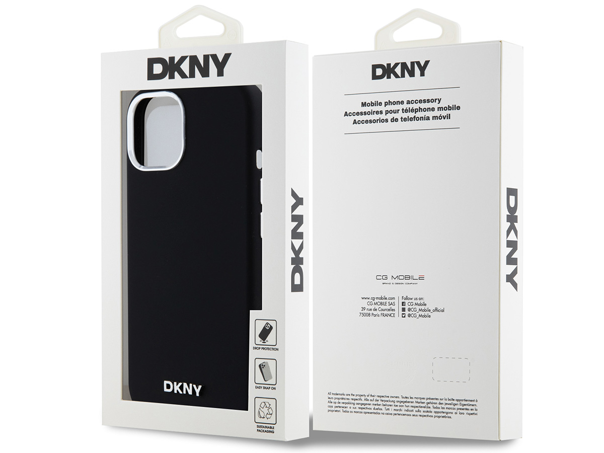 DKNY Silicone MagSafe Case Zwart - iPhone 15 / 14 / 13 hoesje