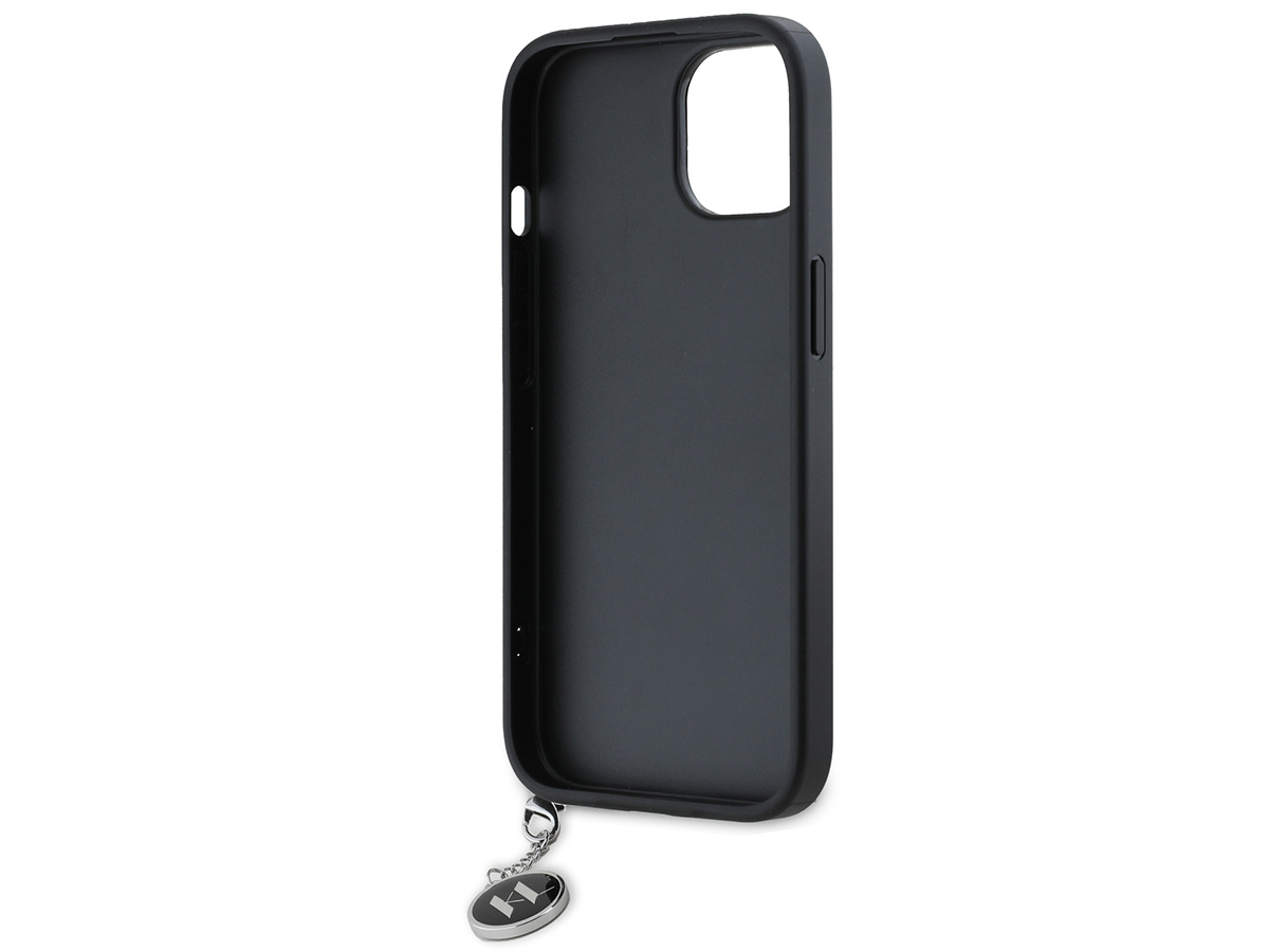 Karl Lagerfeld Saffiano Charm Case Zwart - iPhone 15 hoesje