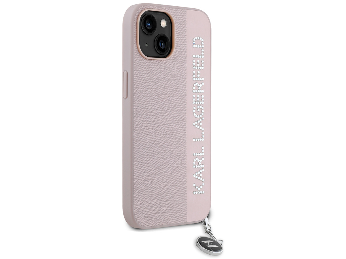 Karl Lagerfeld Saffiano Charm Case Roze - iPhone 15 hoesje