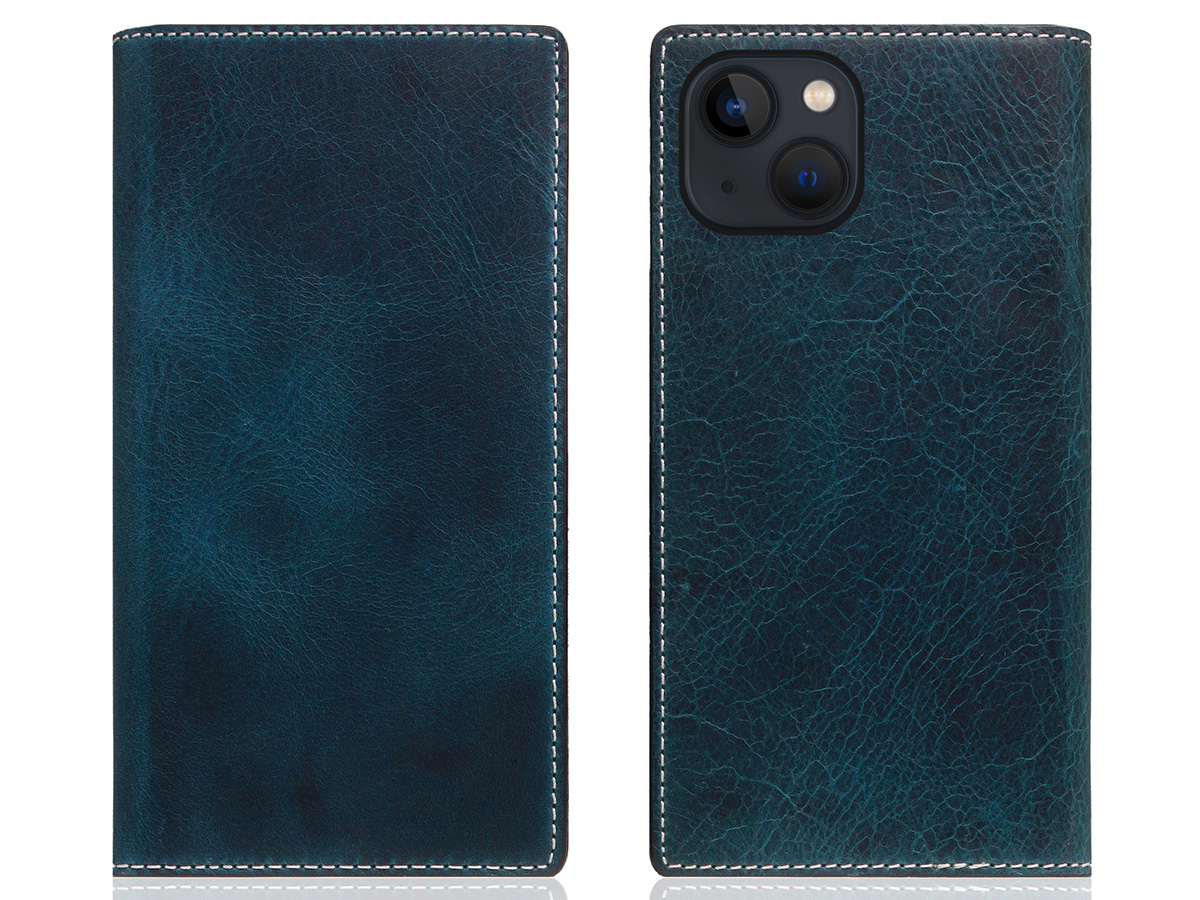 SLG Design D7 Italian Wax Leer Blauw - iPhone 15 hoesje