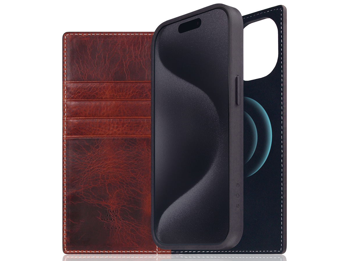 SLG Design D7 Italian Wax Leer Bruin - iPhone 15 hoesje