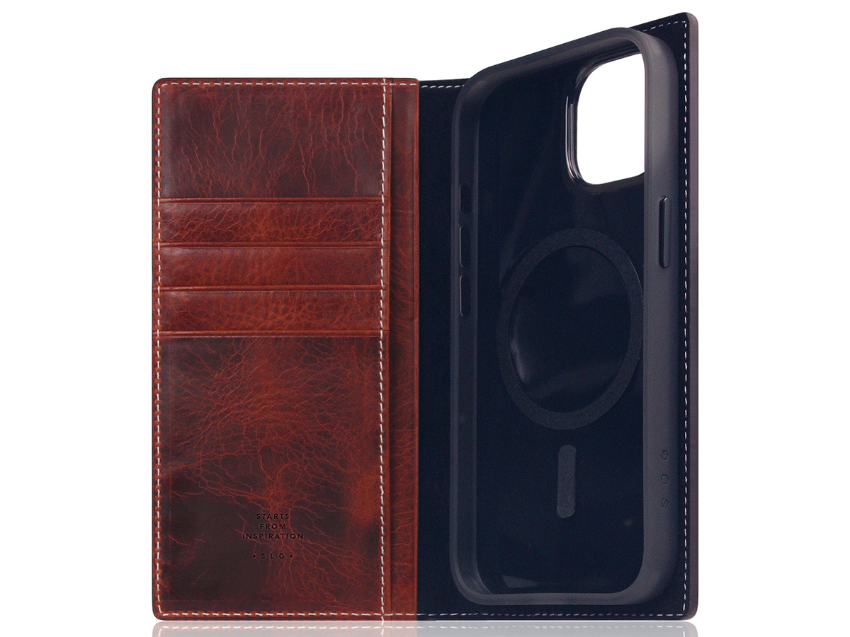 SLG Design D7 Italian Wax Leer Bruin - iPhone 15 hoesje