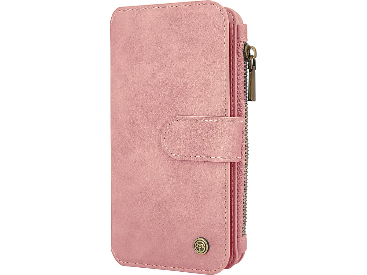 CaseMania 2in1 Wallet Ritsvak Case Roze - iPhone 15 Plus Hoesje