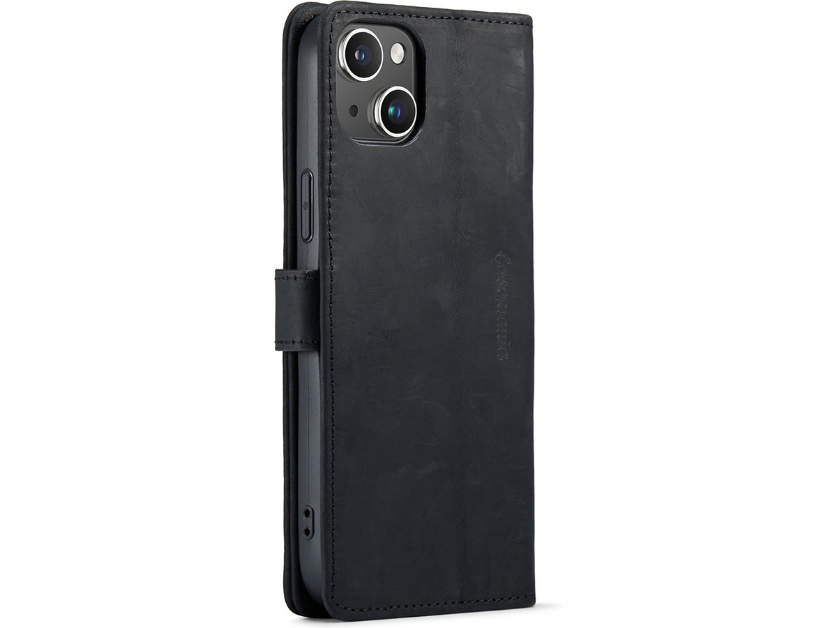 CaseMania Vintage Leather Case Zwart - iPhone 15 Plus hoesje