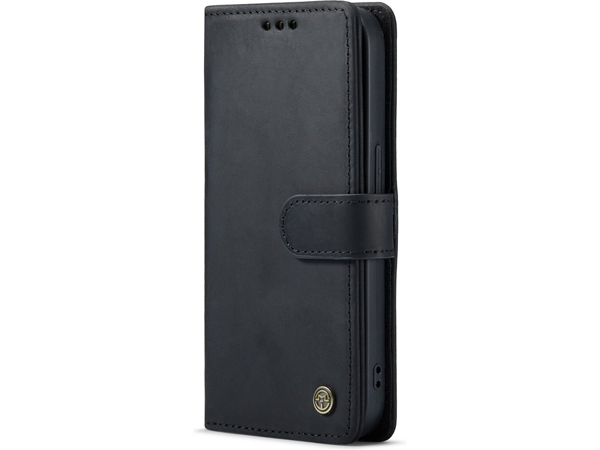 CaseMania Vintage Leather Case Zwart - iPhone 15 Plus hoesje