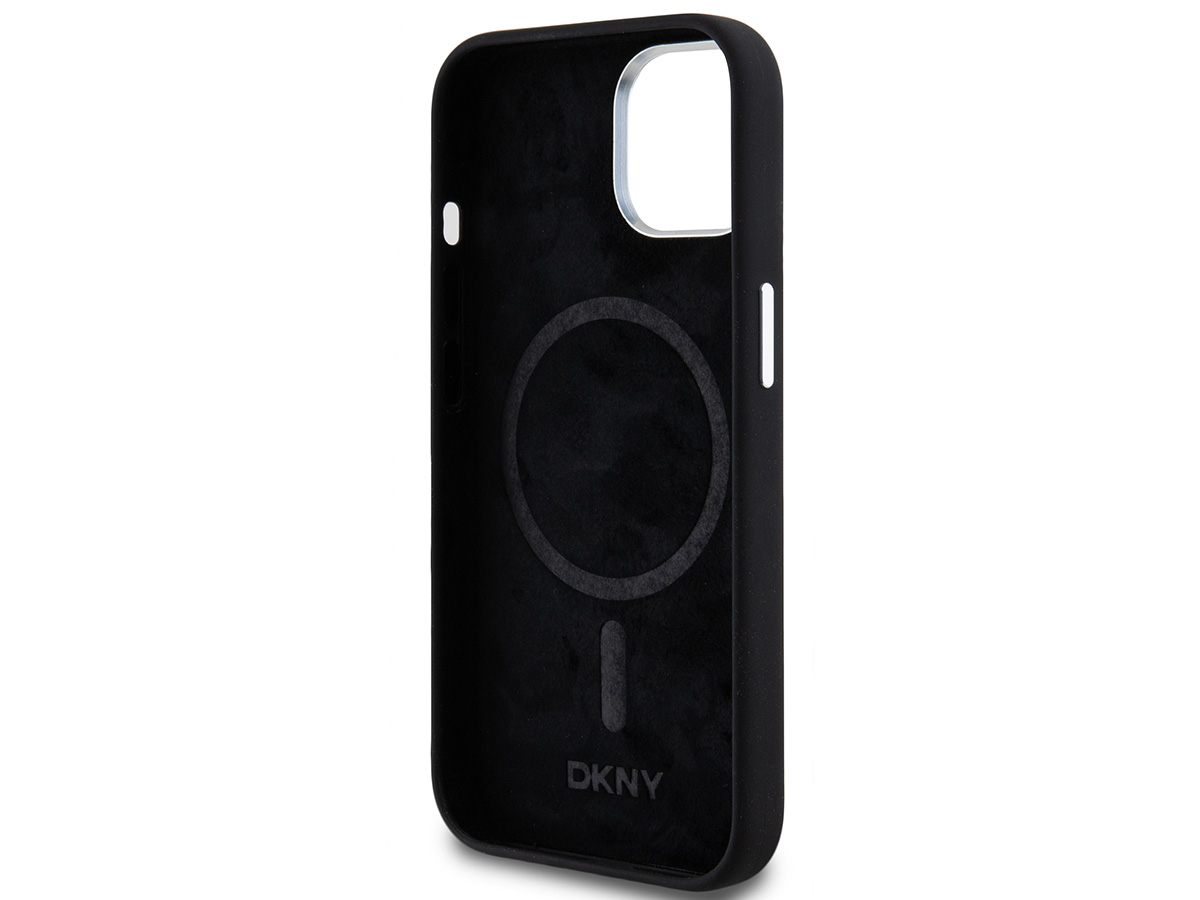 DKNY Silicone MagSafe Case Zwart - iPhone 14 Plus/15 Plus hoesje