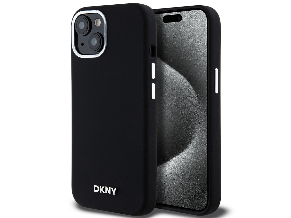 DKNY Silicone MagSafe Case Zwart - iPhone 14 Plus/15 Plus hoesje