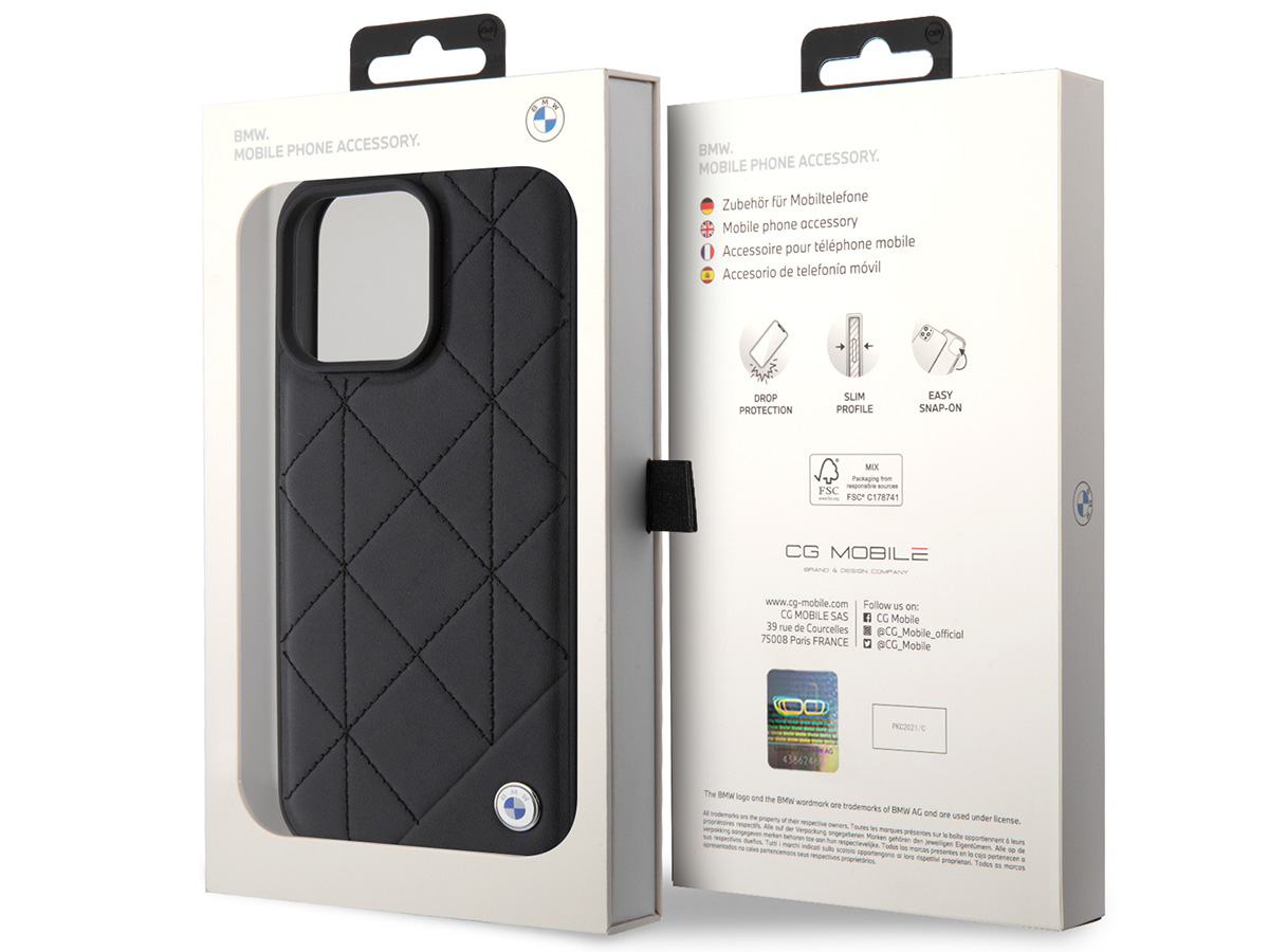 BMW Signature Quilted Leather Case - iPhone 15 Pro hoesje