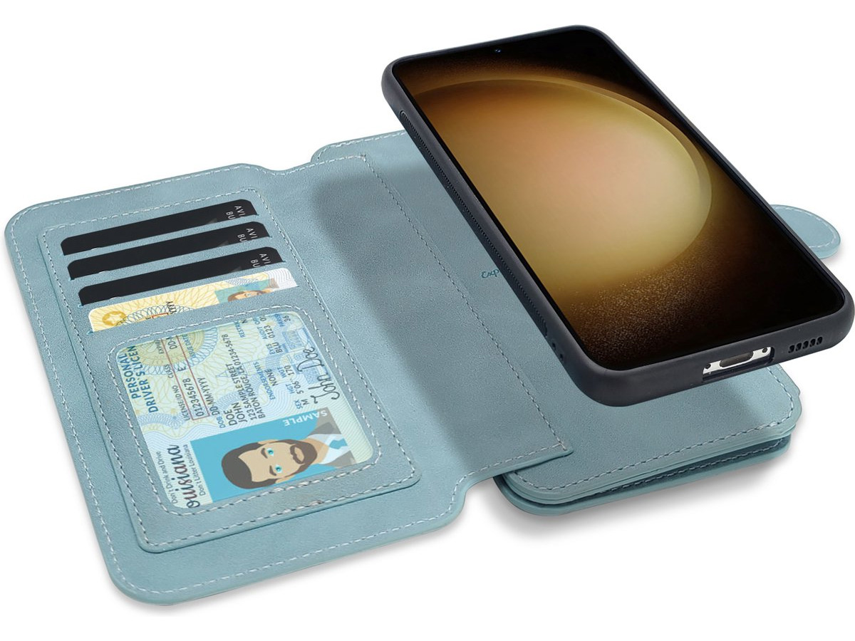 CaseMania 2in1 Wallet Ritsvak Case Aqua - iPhone 15 Pro Hoesje