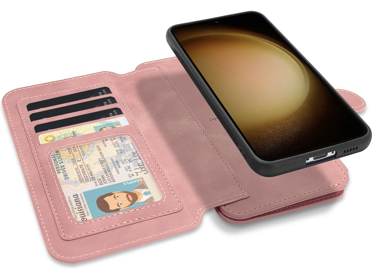 CaseMania 2in1 Wallet Ritsvak Case Roze - iPhone 15 Pro Hoesje