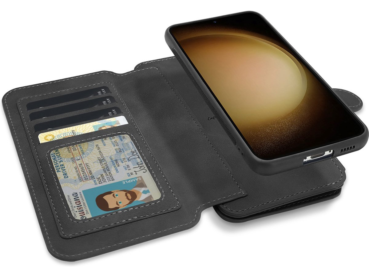 CaseMania 2in1 Wallet Ritsvak Case Zwart - iPhone 15 Pro Hoesje