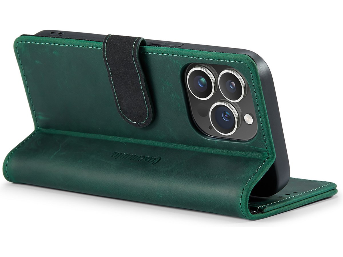 CaseMania Vintage Leather Case Groen - iPhone 15 Pro hoesje