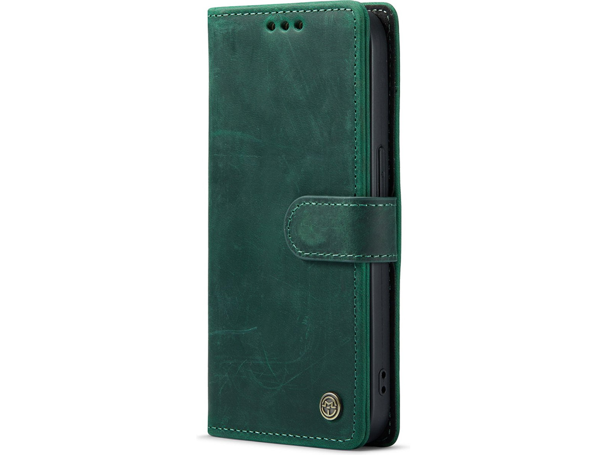 CaseMania Vintage Leather Case Groen - iPhone 15 Pro hoesje