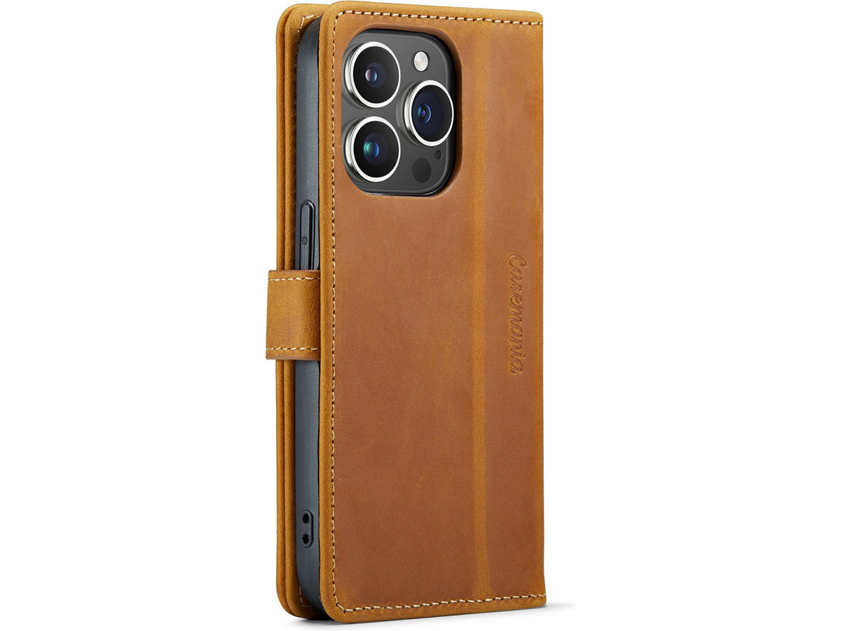 CaseMania Vintage Leather Case Cognac - iPhone 15 Pro hoesje