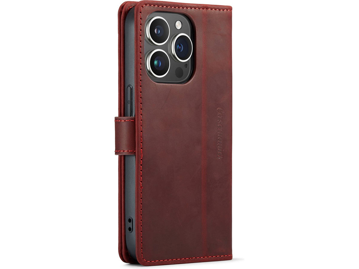 CaseMania Vintage Leather Case Rood - iPhone 15 Pro hoesje