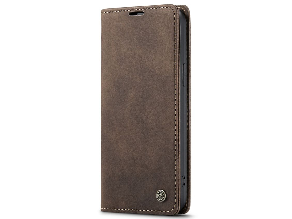 CaseMania Vintage Slim Bookcase Bruin - iPhone 15 Pro hoesje