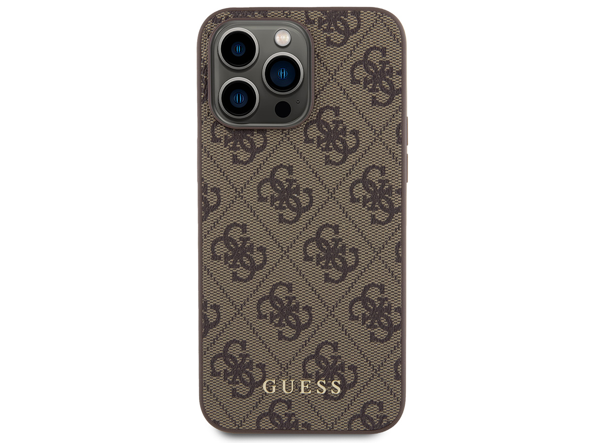 Guess 4G Monogram Case Bruin - iPhone 15 Pro hoesje