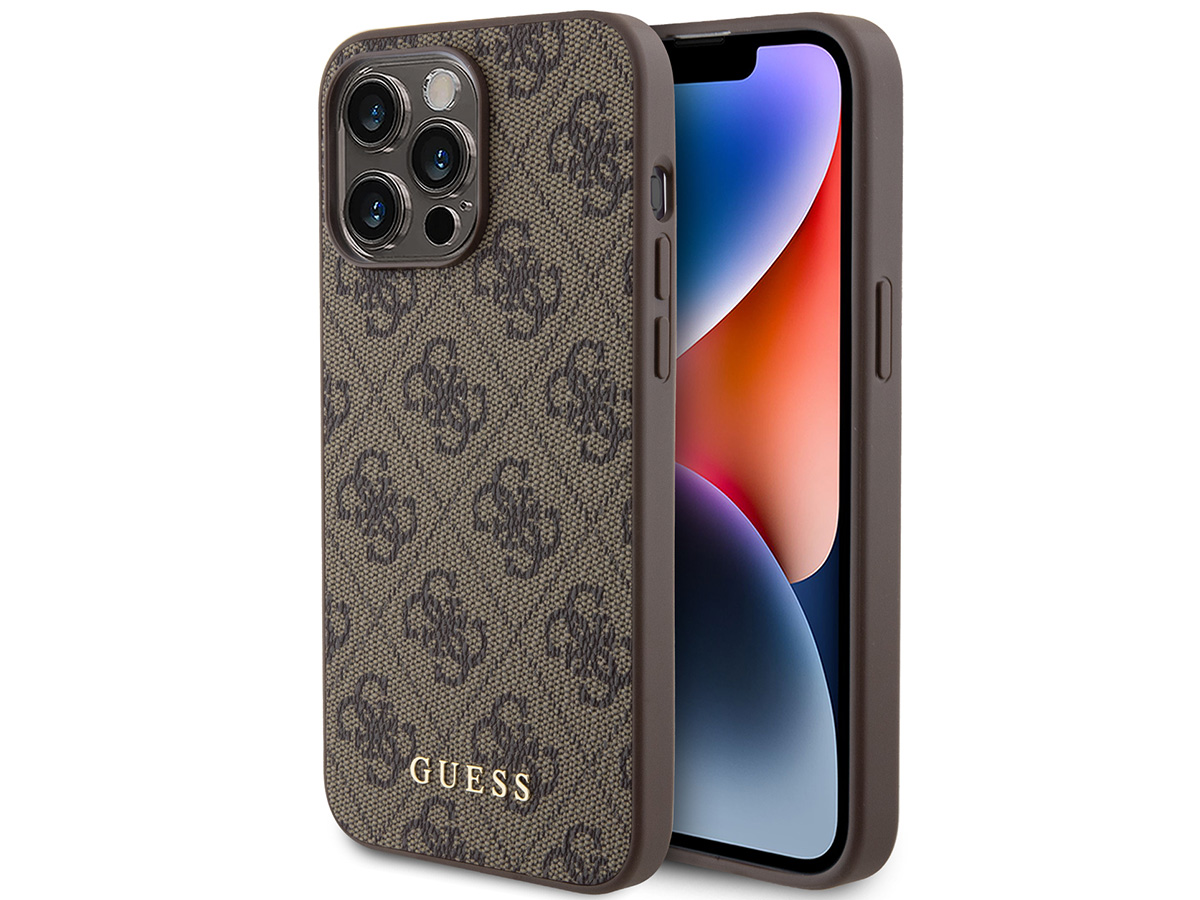 Guess 4G Monogram Case Bruin - iPhone 15 Pro hoesje