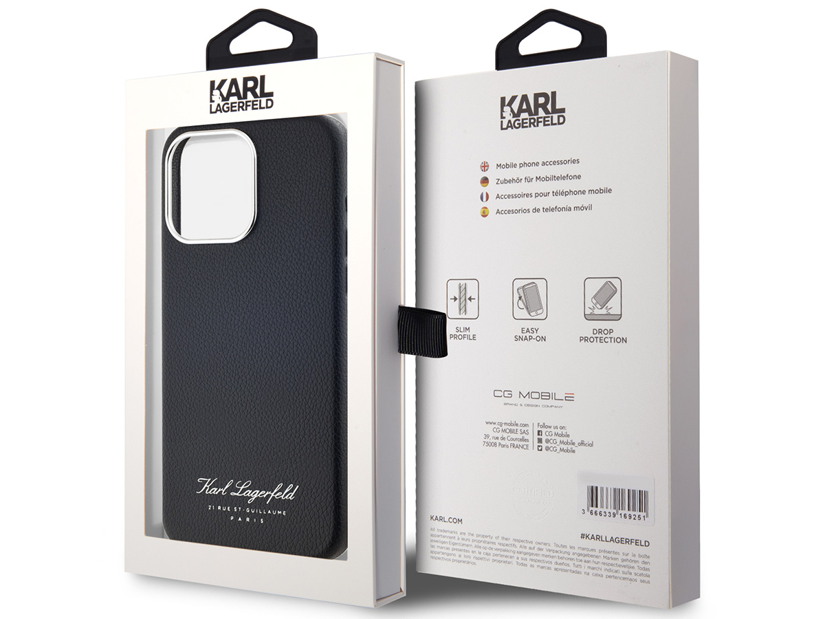 Karl Lagerfeld 21 Rue St-Guillaume Leather Case - iPhone 15 Pro hoesje