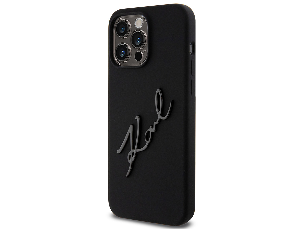 Karl Lagerfeld Metal Signature Case Zwart - iPhone 15 Pro hoesje