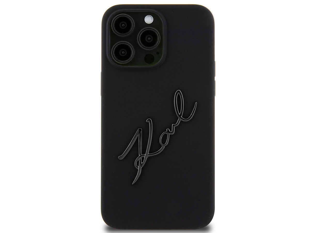 Karl Lagerfeld Metal Signature Case Zwart - iPhone 15 Pro hoesje