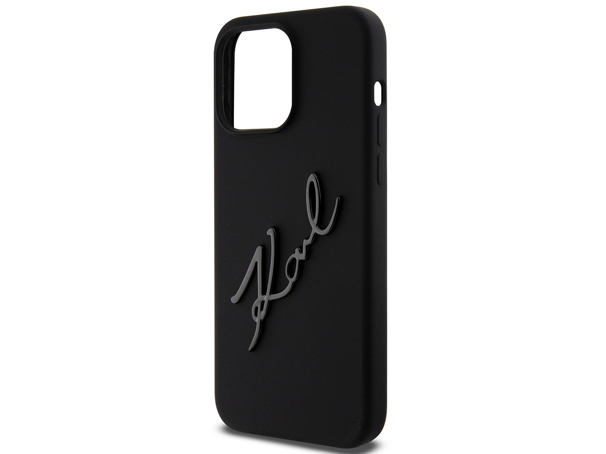 Karl Lagerfeld Metal Signature Case Zwart - iPhone 15 Pro hoesje